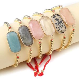 Bangle Natural Stone Bangles Bangles Reiki Heal Color Gold Rose Quartz Jóias de pulseira para mulheres Presentes de festa de aniversário femininos