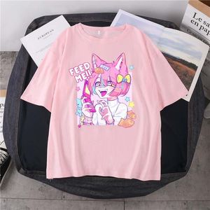 メンズTシャツの夏のかわいい女の子のパターンハラジュクTシャツコットンプリントラウンドネック14色の短袖ファッションデイリーカジュアルトップ