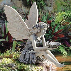 Dekoracje ogrodowe Wróżka słonecznika Piękny anioł do rzeźby żywicy realistyczna figura ozdobna dekoracja wewnętrzna
