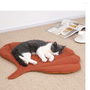 Camas de gato ginkgo/forma de folha verde Pet Soft Bed Pad Machine lavável colchão para cães pequenos médios grandes gatos canil