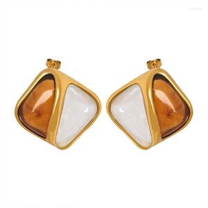 Hoop Earrings Style Stainless Steel Stud Earring Jewelry Resin Gold Plated