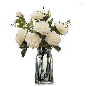 Dekorative Blumen Snow Mountain Rose Silk Fack Blume Künstliche grüne Pflanze Desktop-Dekoration Vase Table Art Simulation Living Room Home