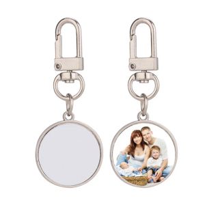 Thermal Transter UPS DIY Sublimation Blank Heart Party Favor Round Keychains Gold Keychain Photo Frame Keyring Sier Plated Alloy Car Key Ring 417