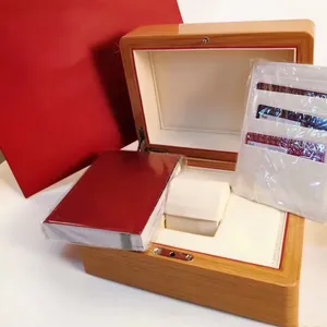 Top -Quality -Uhrenbox für Originalbrand Watch Square Woody Watch Boxes Broschüre -Karten -Tags und Papiere