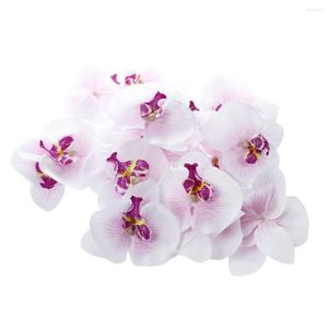 Flores decorativas lote de 20pcs 9cm Butterfly Orchid Flower Artificial Head Decor para Barrette de casamento Acessório