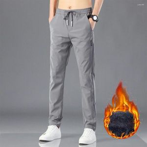 Men's Pants Long Trousers Straight Ankle-Length Male Casual Solid Color Fleece Lined Thermal Plus Size Winter For Home