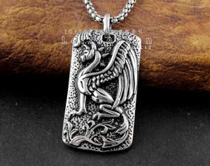 Anhänger Halsketten Vintage Flying Fire Dragon Tag Halskette für Herren oder Jungen