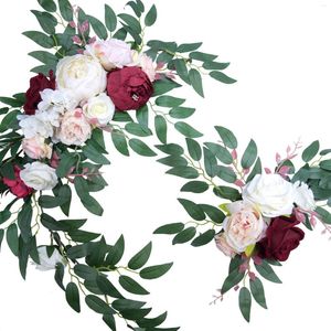 Flores decorativas Rose peony peony artificial grinaldas decoração de casamento Diy casa sala de estar ano de festa de guirlanda de guirlanda de parede de plantas falsas ao ar livre