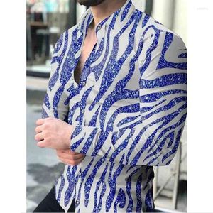 Men's Casual Shirts Men's Shirt Long Sleeve Color Blocking Printing Extra Single For Men Clothing Customizable Graphics