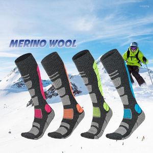 Sports Socks Winter Women Men Merino Wool Warm Ski Stockings Thicker Breathable Skating Snowboard Long Tube Thermal 1Pair