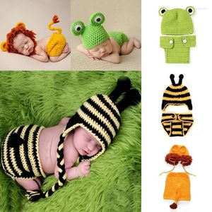 Clothing Sets Hand-Knitted Cute Baby Animal Set Born Po Crochet Knit Hat Girl Boy Cap Pography Props Costume