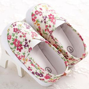 Primeiros caminhantes infantil infantil, menina floral estampado solo de sola mole pré -calma 12 sapatos 12