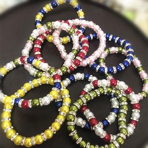 Strand Set Wearing SGR ZPB Greek 8mm ABS Colorful Charm DIY Elastic Bracelet Bling Posh Crystal Sorority Fraternity Divine Jewelry