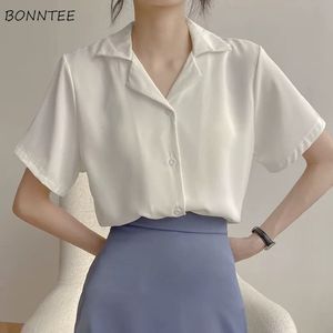 Women's Blouses Shirts Shirt Women Solid V Neck Retro Chic Korean Style Streetwear Harajuku All match Simple Leisure Preppy Clothing Female Ins 230428