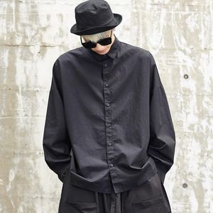 Men's Casual Shirts Men Japan Streetwear Fashion Punk Long Sleeve Loose Oversize Male Hip Hop Dress Shirt Coat Stage Show CostumesMen's