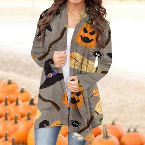 Kurtki damskie Kimonos na letnie kobiety swobodny Halloween nadruk Top Kurtka Kurtka Kurtka Sweter Sweter Extra Light