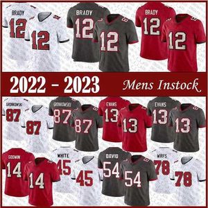Football Jersey Tampa''Bay''Buccaneers''12 Tom Brady 13 Mike Evans 54 Lavonte David 6 Baker Mayfield 29 Rachaad White 17 Russell Gage 88 Cade Otton 2 Kyle Trask