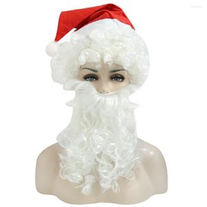 Juldekorationer semester Prop Santa Claus Curly Wig Beard Hat Kit kostymtillbehör.