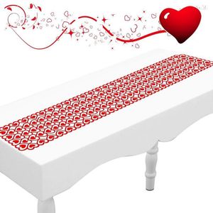 Table Cloth Heart Lace Runner Red Valentine's Day Rectangular Romantic Love Cover For Valentines Wedding