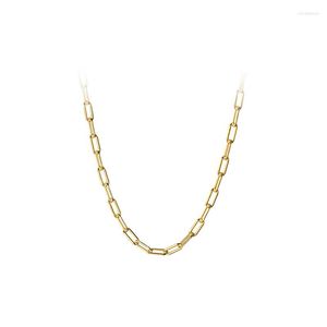 Chains 18K Gold Real. 925 Sterling Silver Oval Chain Necklace Cuban Fine Jewelry C-D7989
