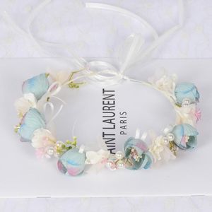 Hair Accessories Baby Girl Crown 2023 Flower Bud Pearl Patchwork Princess Sweet Headband Headdress Birthday Headpiece Wreath Beachwear