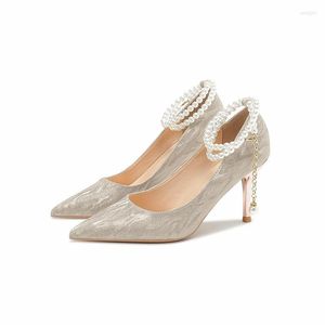 Sapatos de vestido 34-40 Bride Wedding Women Women Crystal Gold Prata Alto Saltos Altos Bombas