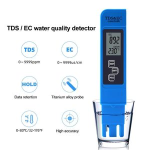 Misuratori Penna portatile Tipo 3 in 1 Display digitale LCD Qualità dell'acqua TDS Tester EC Misuratore di umidità Temperatura Luce solare Test del giardino