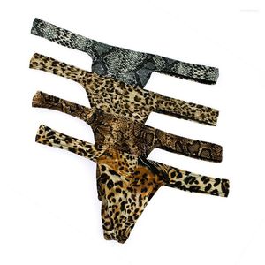 Unterhose Herren Leopard G-String Pouch T-Back Thongs Man Sexy Unterwäsche Atmungsaktives Höschen mit niedriger Taille Bedruckter Bikini-Slip