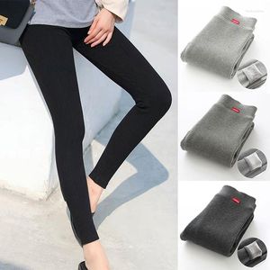 Damen-Leggings Damen-Winter-Thermosamt-Baumwoll-Schlankheitsstrumpfhose mit Fleece-Hose Schwarz Stretch Grau Vertikale Streifen Dünne Hose