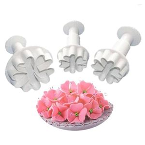 Bakformar 3 st/set mini hjärtblommor mögel plast kolv diy tårta dekorera verktyg fondant socker hantverk kex kakor skärmögel mögel