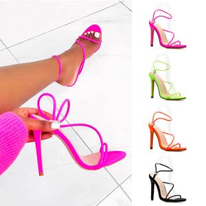 Candy Color Women Sandals New Summer Pumps Shoes for Women Sexy Thin High Heels Sandals Elastic Ankle Strap Ladies Shoes WSH4596