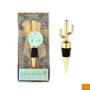 Alloy Wine Bottle Stoppers Gold Color Wine Corks Accessories Metal Bar Decoration Tools Cactus Shape Wine Stopper Sealing Plug