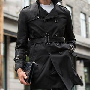 Мужские траншеи Coats Zoulv Europe Trenchcoat Jacket Мужское пальто быстрое качество Британские стройные двойные грудки длинные