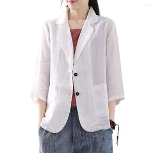 Women's Jackets Stylish Women Coat Breathable Match Pants Three Quarter Sleeves Lapel Simple Style Lady Jacket