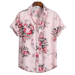 Camisetas masculinas de manga curta havaiana Camisa floral Homens 2023 marca de verão praia aloha química homme férias férias roupas