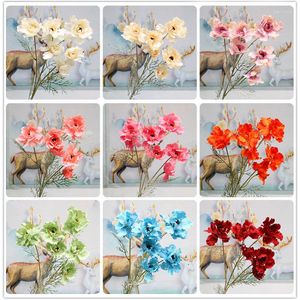 Dekoratif Çiçekler 1pc 6heads Şakayık Yapay İpek Çiçek Şubesi Ev Ekran Düğün Salonu Dekorasyonu Çiçek Düzenleme Malzemesi