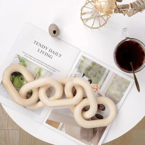 Nyhetsartiklar Narural Wood Chain Link Decoration Hand snidade dekorativa bondgårdsornament Boho vardagsrum sovrum 230428