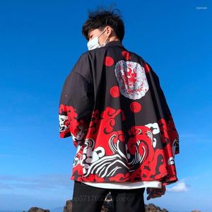 エスニック服の男性日本の伝統的な着物薄いゆるいカジュアルカーディガンユニセックスハラジュクファッションストリートウェアサムライコスチュームアジア服