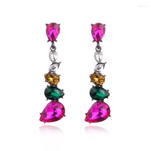 Dangle Earrings LUBOV Mixed Colors Crystal Water Drops Silver Color Metal Drop Fashion Women Jewelry Christmas