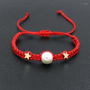 Charm Bracelets BPPCCR Imitation Pearl Love Heart Braid Armband Red Rope Thread Star Flower Couple Wish For Women Lovers Jewelry Gift