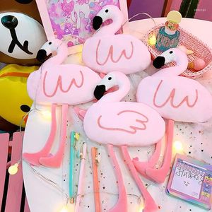 Bolsa de caneta com zíper de papelaria da Coréia para a escola Kawaii Flamingo Bolsa