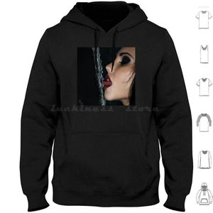 Men's Hoodies Girl On-Sexy Face-Sexy Lips-Woman Licking A Stream Of Water In Black Long Sleeve On Oral