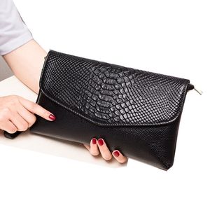 Evening Bags Snake Pattern Genuine Leather Women Clutch Bag Wristlets Handbag Fashion Envelope Shoulder Female Crossbody BagEvening
