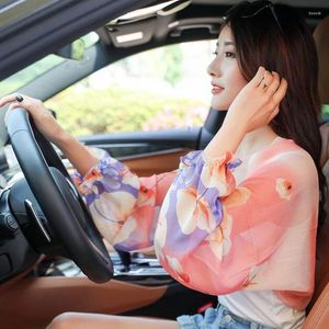 Knee Pads 2023 Summer Sun Protection Arm Sleeves Chiffon Floral Cover Women'S Driving Sunscreen Long Sleeve Shawls And Wraps Scarves