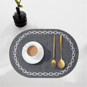 Tapetes de mesa chique placemat resistente a desgaste contraste a cor da cor oval protetora forma oval