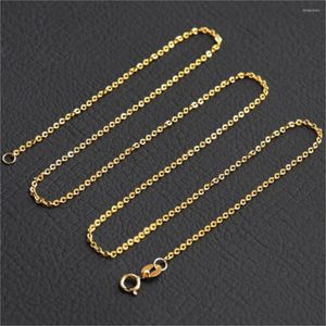 Kedjor Pure 18K Yellow Gold Chain Women Lucky Thin O Link Halsband 16-24 tum