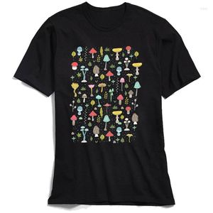 Men's T Shirts Casual Men Shirt Mushrooms Spring T-shirt 2023 Cartoon Printed Male Clothing Cotton Fabric Black Tops & Tees Tshirt