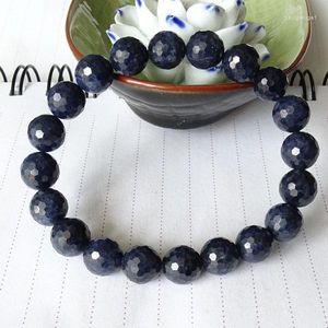 Strand Natural Blue Sapphire 6.5mm/9.5mm/10.5mm/11.5mm -0.2mm Faceted Round Loose Beads Bracelet