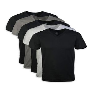 Gli uomini adulti sono t-shirt a colori assortiti con scollo a V corta, 5-confezione, dimensioni S-2xl