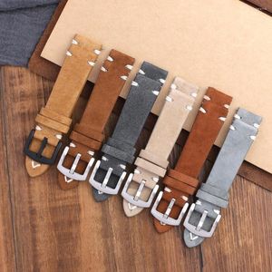 Titta på band Sofe Suede Leather Strap 18mm 20mm 22mm 24mm Vintage Handmade Watchband Gray Brown Quick Release Replacement